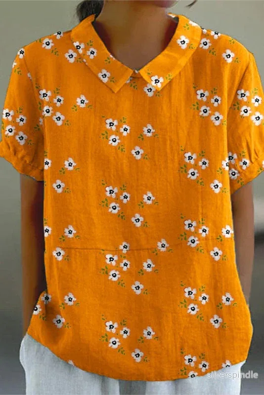 Emma | Långärmad Blus med Blommönster och Knäppning - Bild 3
