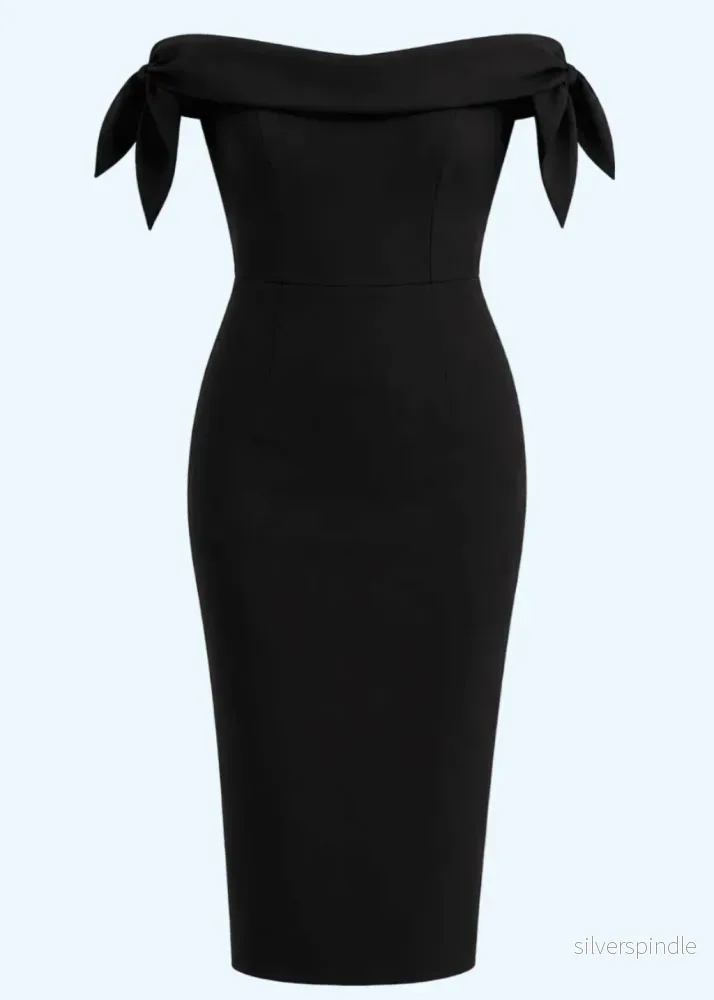 Tilly pennklänning med off shoulder - svart
