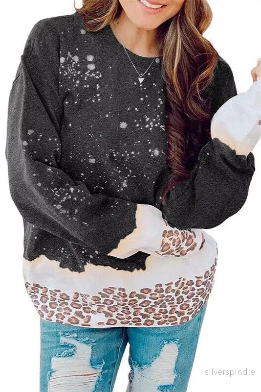 Sophie | Trendig Lösa Passform Hösttröja med Leopardmönster