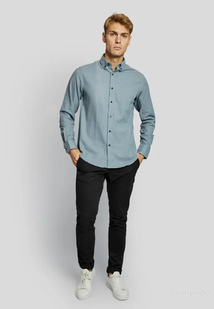 BS Tromsoe casual slim fit Skjorta - Ljusblå - Bild 3
