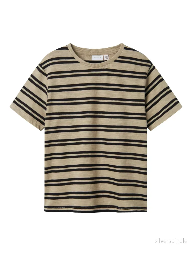 Randig T-shirt Svart / Beige