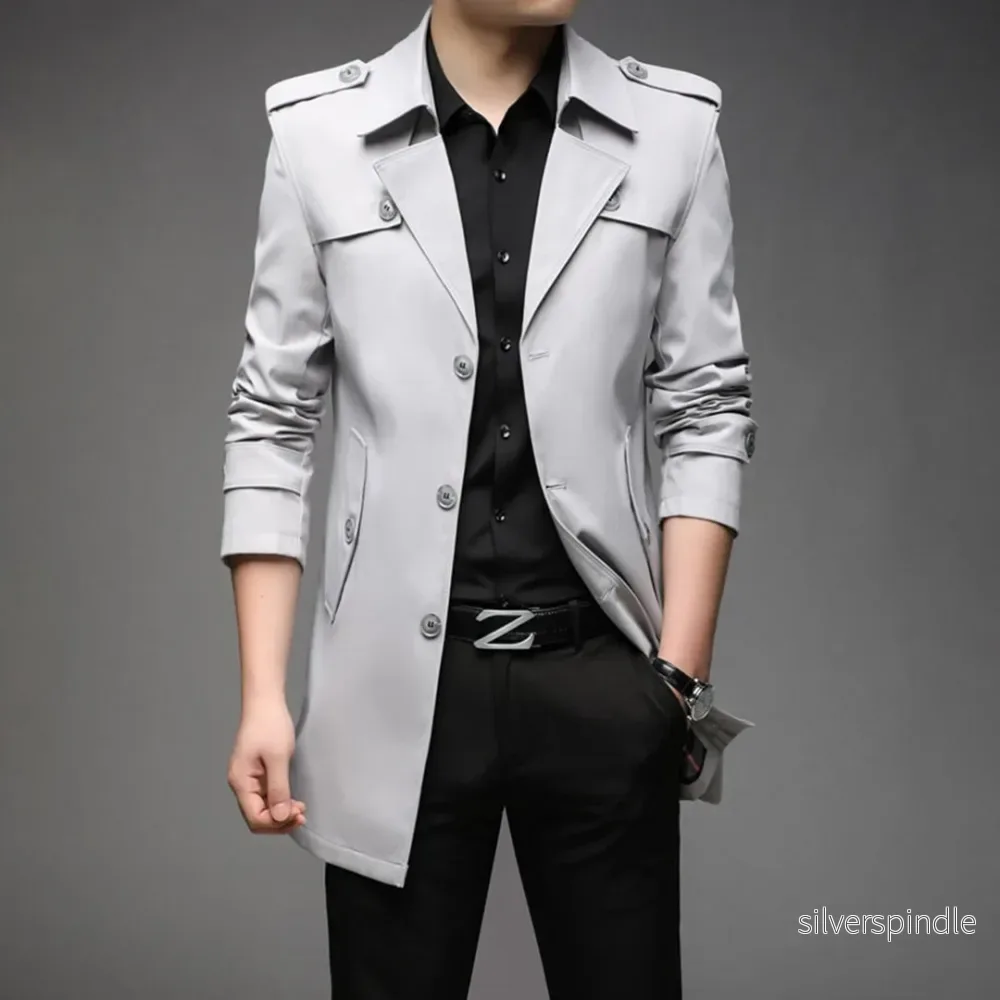 Elegant Trenchcoat Män | Vattentålig Design med Kavajdetalj | Stilren Skydd för Alla Tillfällen - Bild 3