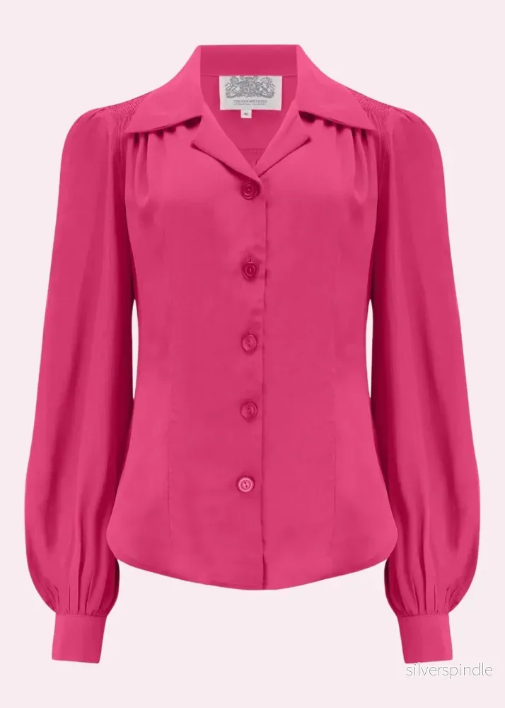 Poppy skjortblus i vintagestil - djuprosa