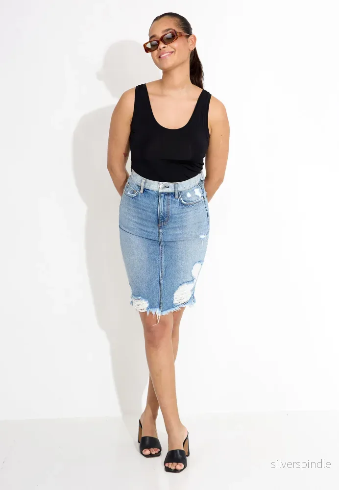THE ULTRA HIGH WAIST SKIRT - Branwen destroy w/ hazard hem - Bild 2