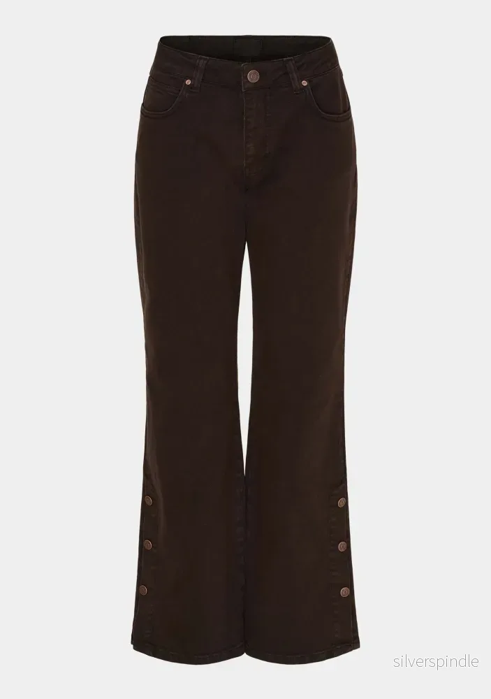 Como Twill Button Pant – Dark brown