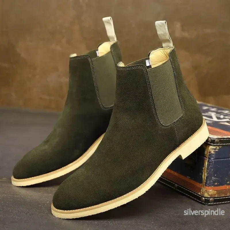 Retro Chelsea-stövlar | Medelhöga Ankelstövlar med Elegant Slip-On Design | Hållbara och Mångsidiga för Stil och Komfort - Bild 2