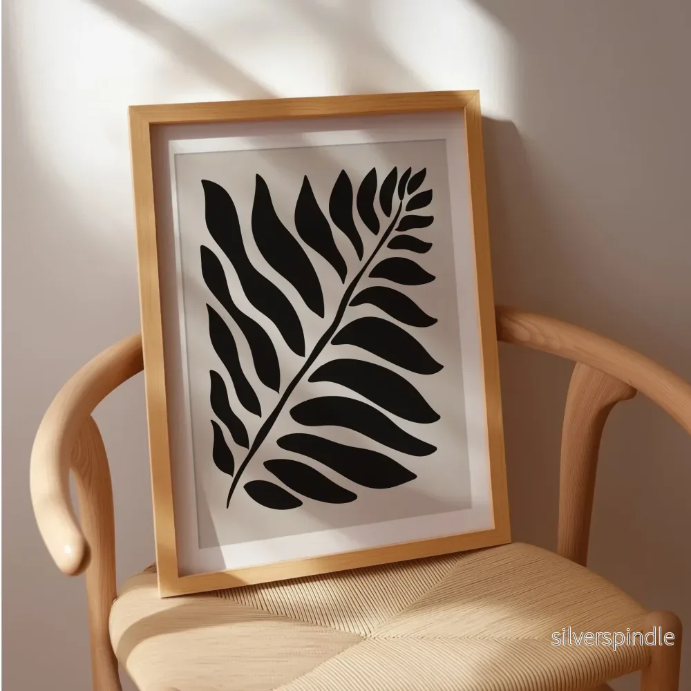 Bladsiluett i svart – grafisk botanisk poster