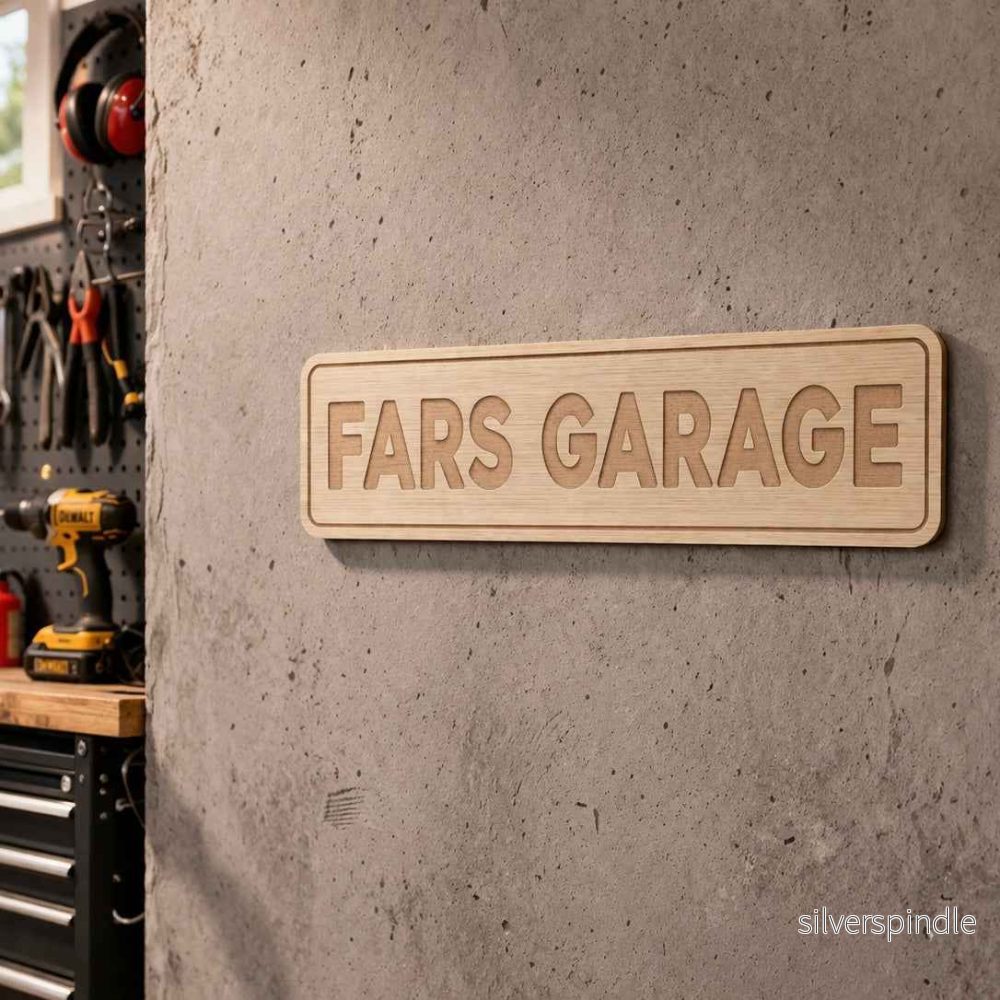 Fars garage – Personligt træskilt Fars garage – Personligt træskilt