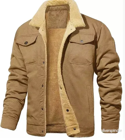 Klassisk Herrjacka | Shearling-fodrad Vinterjacka med Bröstfickor | Mångsidig Design för Värme och Komfort
