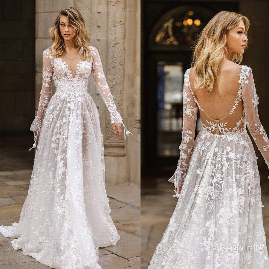 Olivia | Elegant Långärmad Vårklänning med Spetsdetaljer - Bild 2