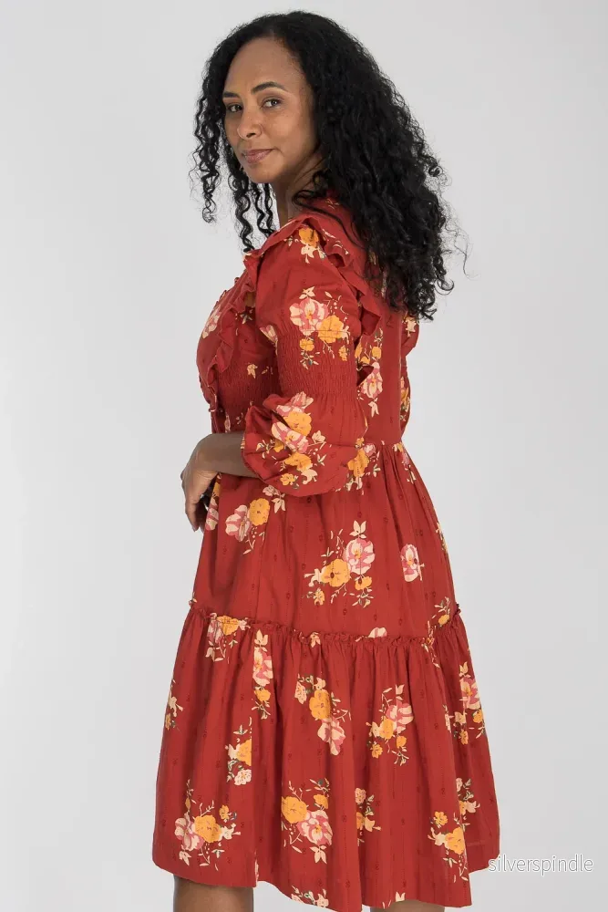 Flounce dobby short dress - Red Flower - Bild 3