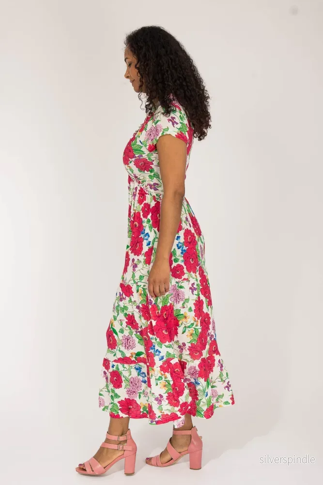 Soft flourish midi jersey dress - Red flowers - Bild 2