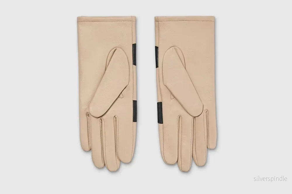 Läderhandskar - beige med svarta prickar - Bild 3