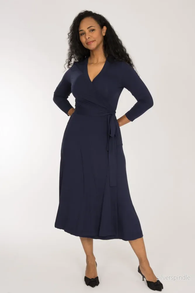 Bestie wrap midi jersey dress - Navy - Bild 2