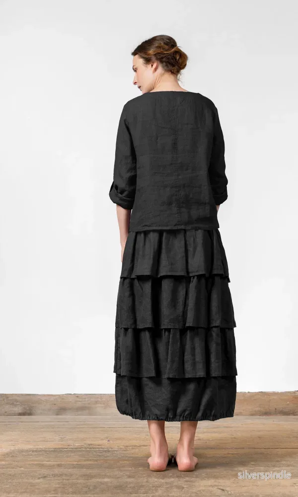 Blus med omlottknäppning i linne - Bild 3