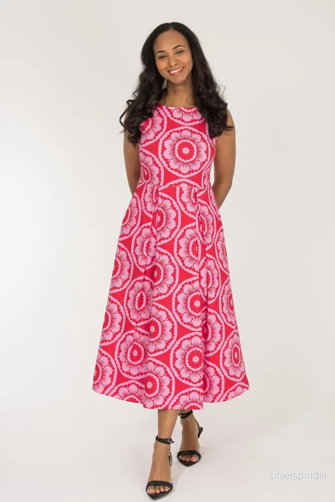 Charm stretch midi woven dress - Red-Pink - Bild 2