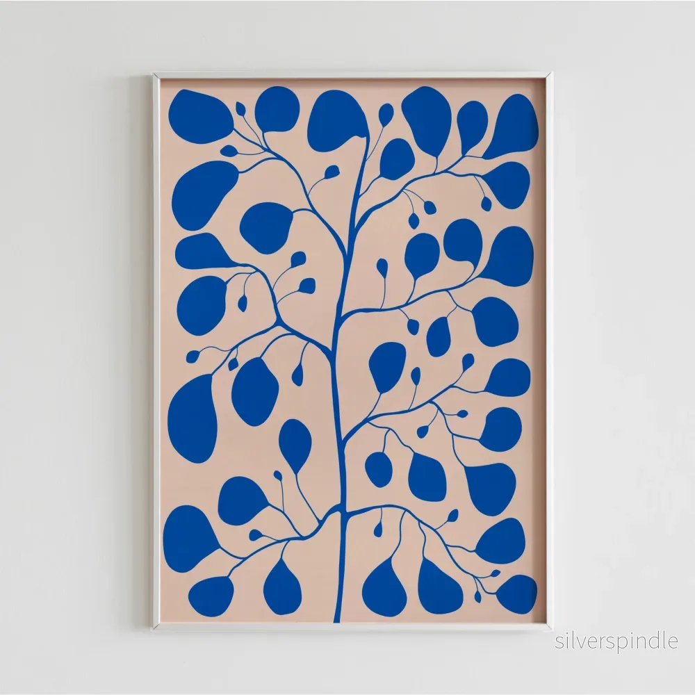 Pilea – Botanisk poster i blå och rosa - Bild 3
