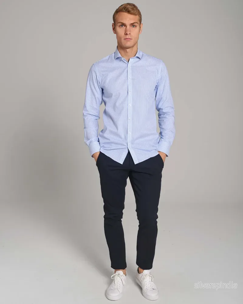 BS Batistuta Slim Fit Skjorta - Light Blue/White - Bild 3