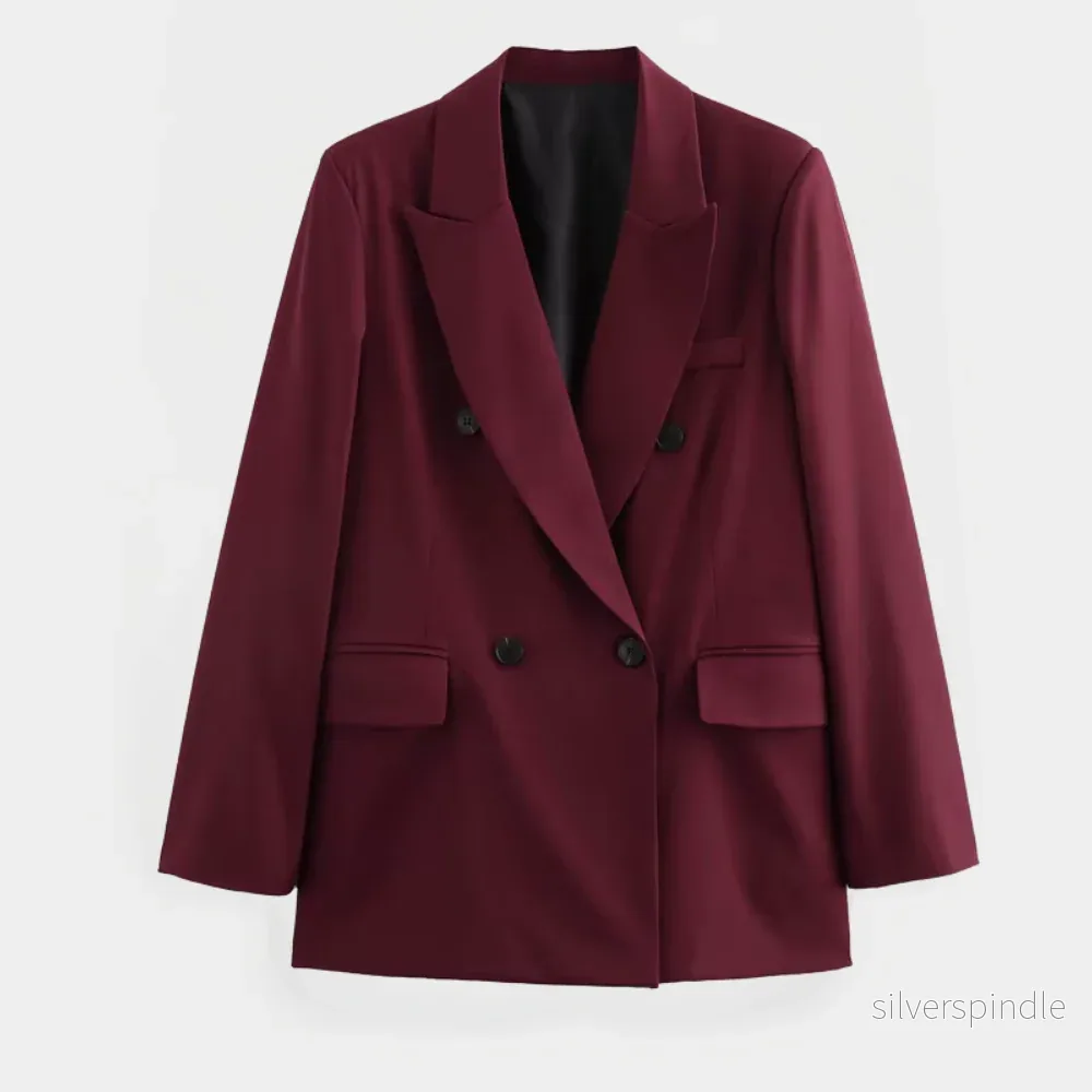Skräddarsydd Kavaj Dam | Vinröd Blazer med Raffinerad Passform | Elegant Stil för Smart-Casual Look - Bild 2