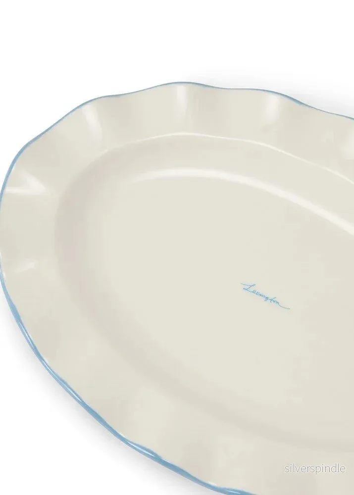 Lexington Stoneware Wavy Oval Platter Bl/Wh - Bild 2