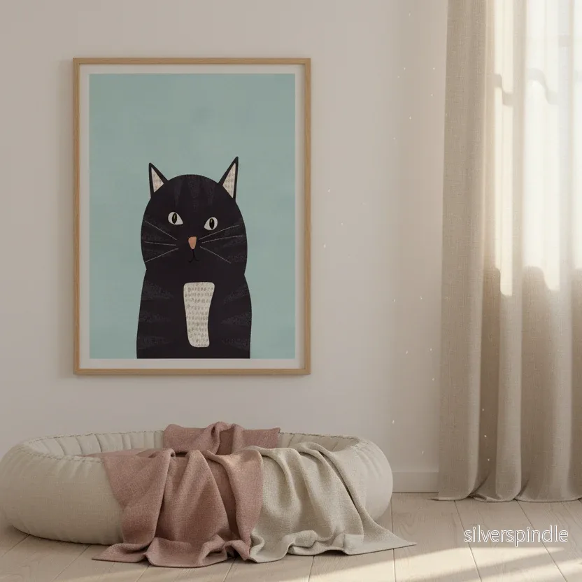 Kattposter barnrum – fräsig katt i turkost - Bild 3
