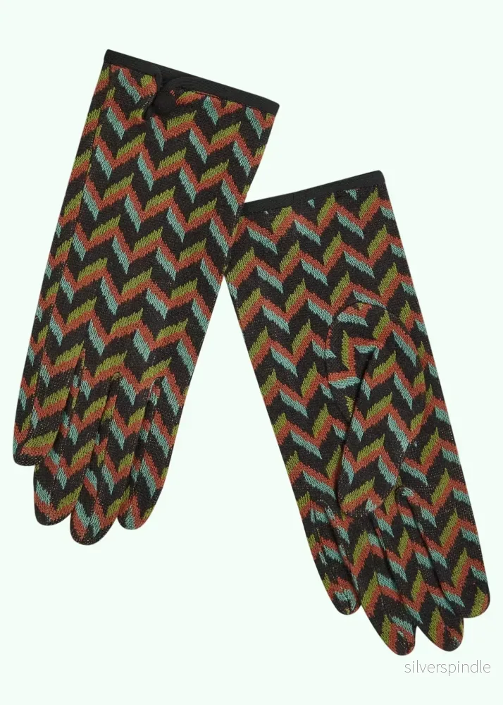 Stickade handskar – zigzag svart Stickade handskar – zigzag svart
