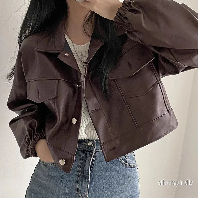 Maya | Elegant Loose Fit Vårjacka Dam i Konstläderlook - Bild 3