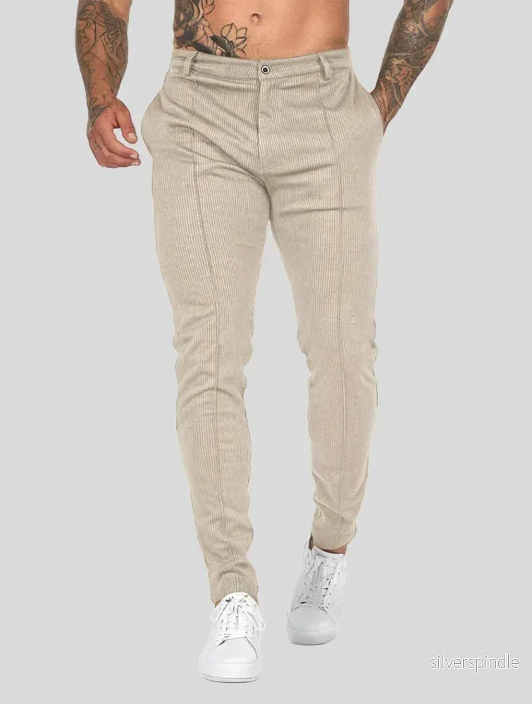 Ethan | Modern Slim Fit Byxor Dam med Raka Ben Khaki Ethan | Modern Slim Fit Byxor Dam med Raka Ben Khaki