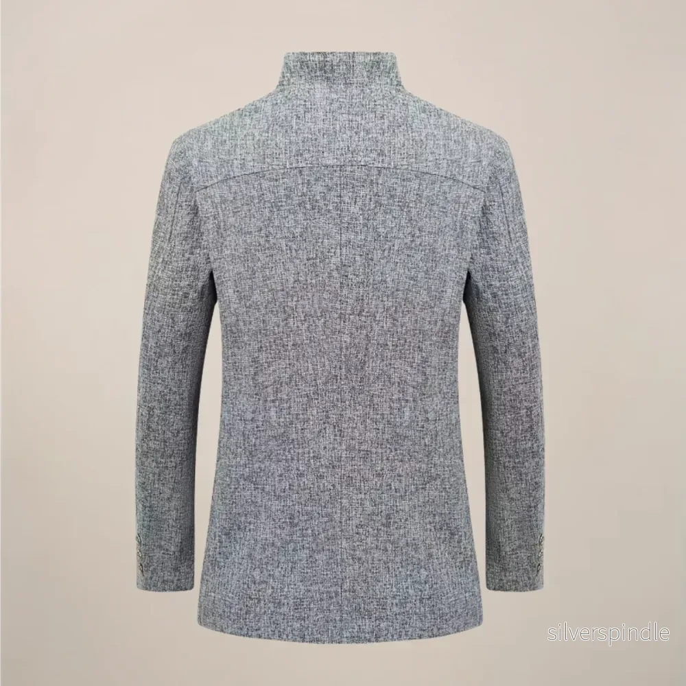 Elegant Jacka med Ståkrage för Män | Modern Enkelknäppt Design med Fickor för Allt-i-ett Stil - Bild 2