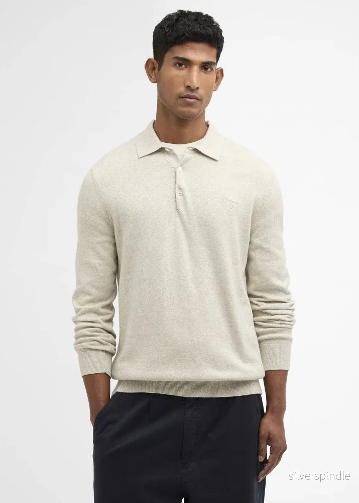 Barbour Pima Cotton Knitted Polo Shirt Neutral