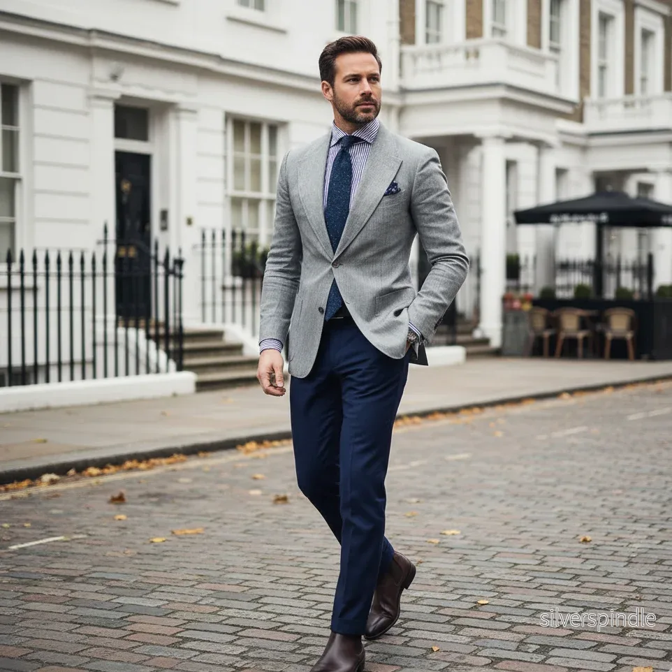 Elegant Slim Fit Kavaj för Män med Skräddarsydd Design | Mångsidig Blazer i Ljusgrå och Ljusblå för Affär och Fritid - Bild 2