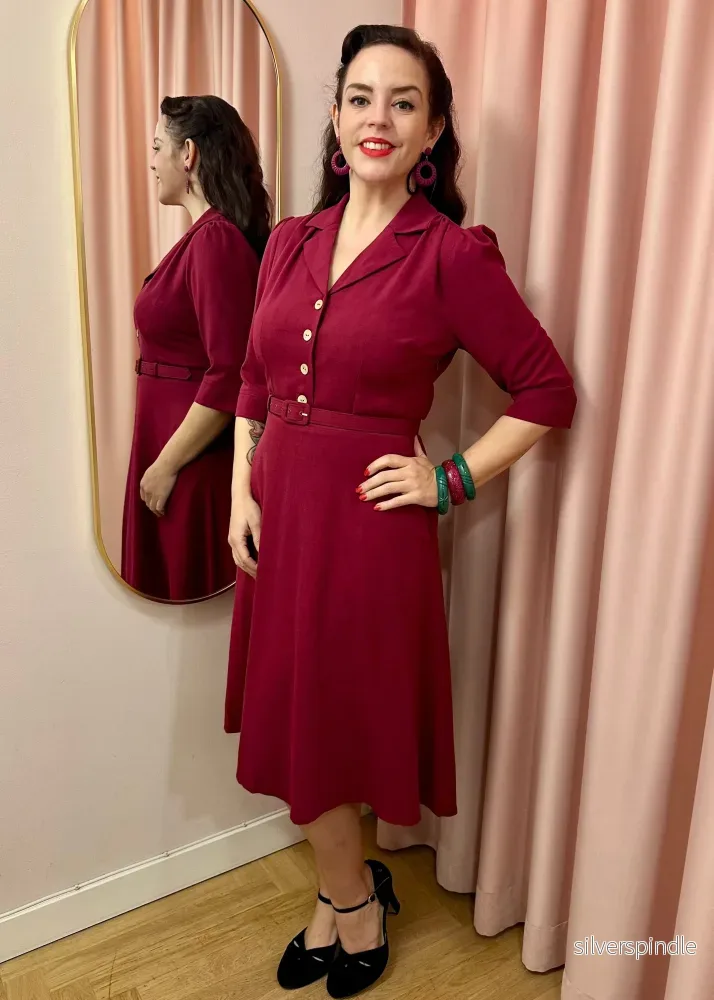 Betty kortärmad skjortklänning - berry - Bild 2