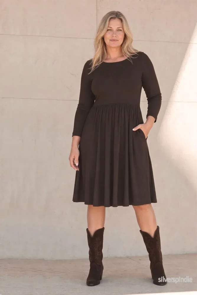 Ideal short jersey dress - Chocolate brown - Bild 2