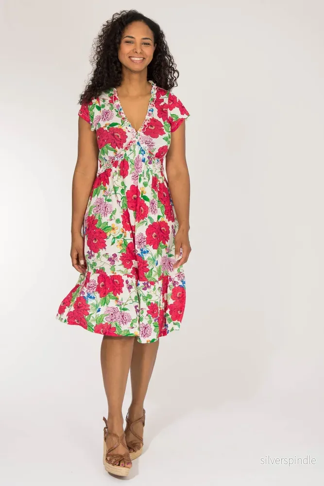 Soft flourish short jersey dress - Red flowers - Bild 3