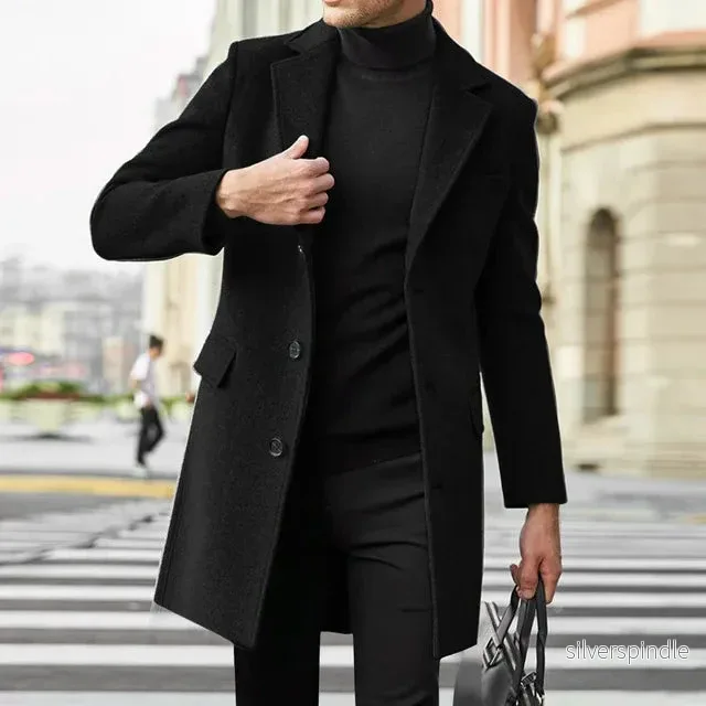 Elegant Herrkappa med Slag och Knäppning för Värme och Stil Elegant Herrkappa med Slag och Knäppning för Värme och Stil