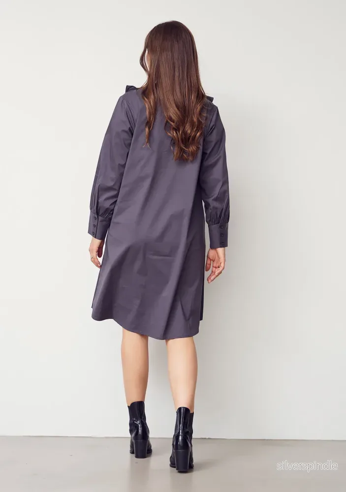 Sigga V-Flounce Dress - Grey - Bild 2