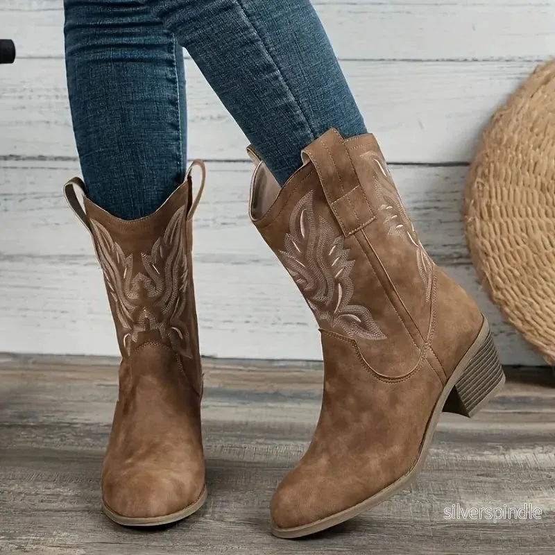 Kvinnors Cowboystövlar i Läder med Bekväm Passform | Tidlös Västerländsk Design för Stil och Mångsidighet Kvinnors Cowboystövlar i Läder med Bekväm Passform | Tidlös Västerländsk Design för Stil och Mångsidighet