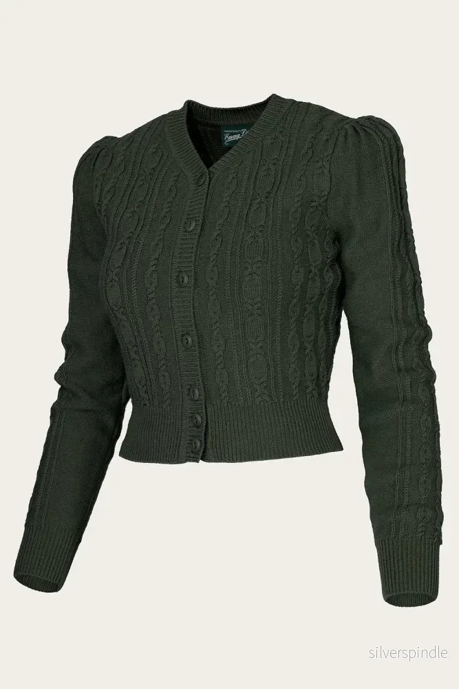 Ice Skater Cardigan i merinoull - pine green - Bild 2