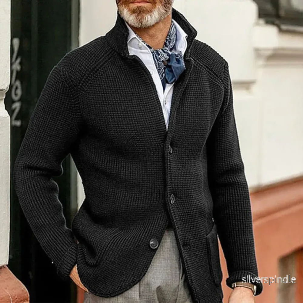 Elegant Svart Stickad Kofta för Män med Mångsidig Design | Bekväm och Slitstark Cardigan Elegant Svart Stickad Kofta för Män med Mångsidig Design | Bekväm och Slitstark Cardigan