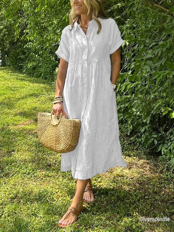 Oliver | Elegant Lång Randig Skjorta med Knappdesign - Bild 3