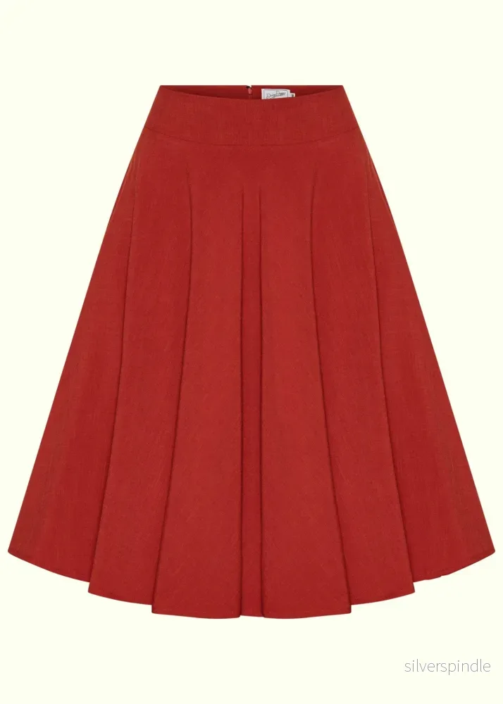 1950-tals swingkjol – rostfärgad linen 1950-tals swingkjol – rostfärgad linen