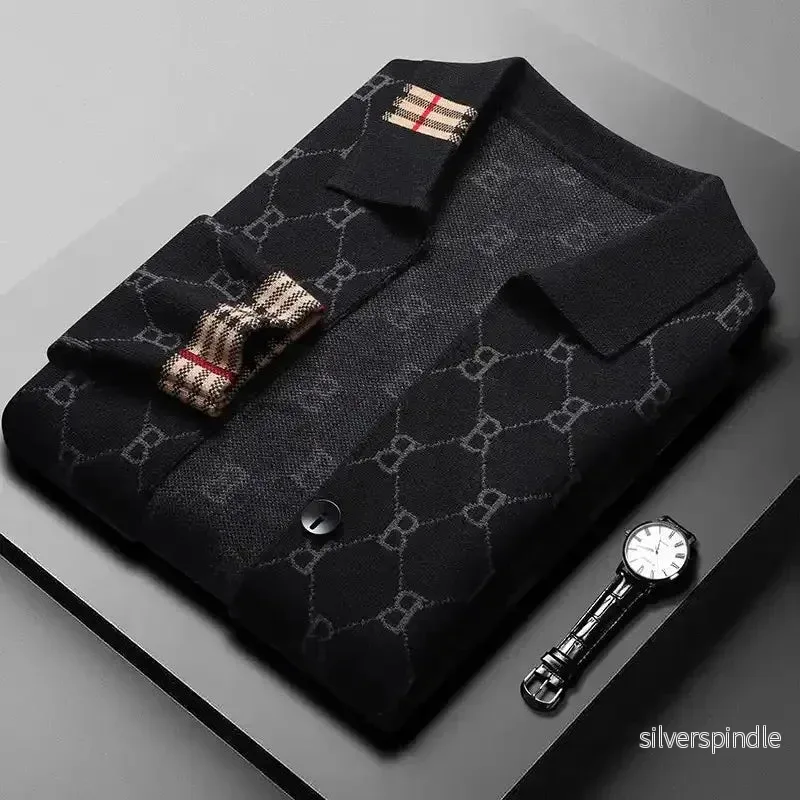 Ethan | Elegant Jacquard Cardigan Med Kontrastmuddar - Bild 3