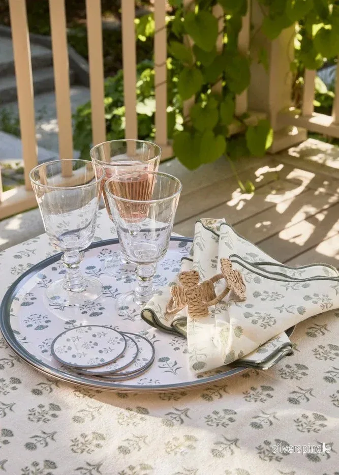 Lexington Floral Print Org Cotton Napkin WH/Eucaly - Bild 2