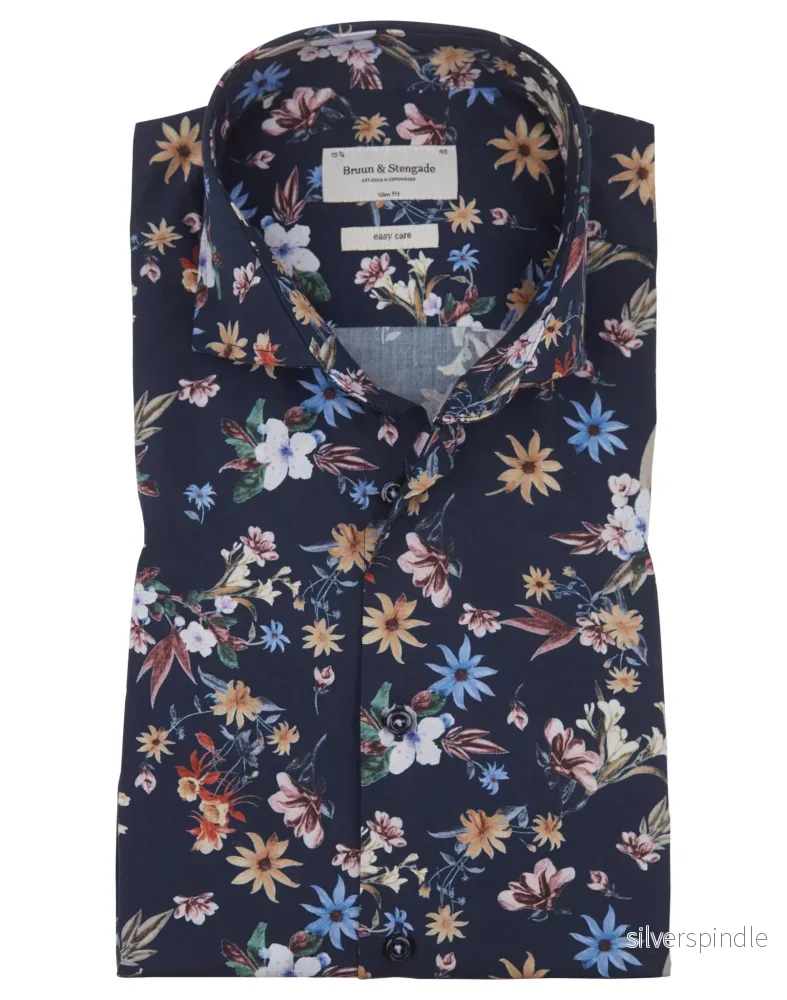BS Tully Slim Fit Skjorta - Marinblå