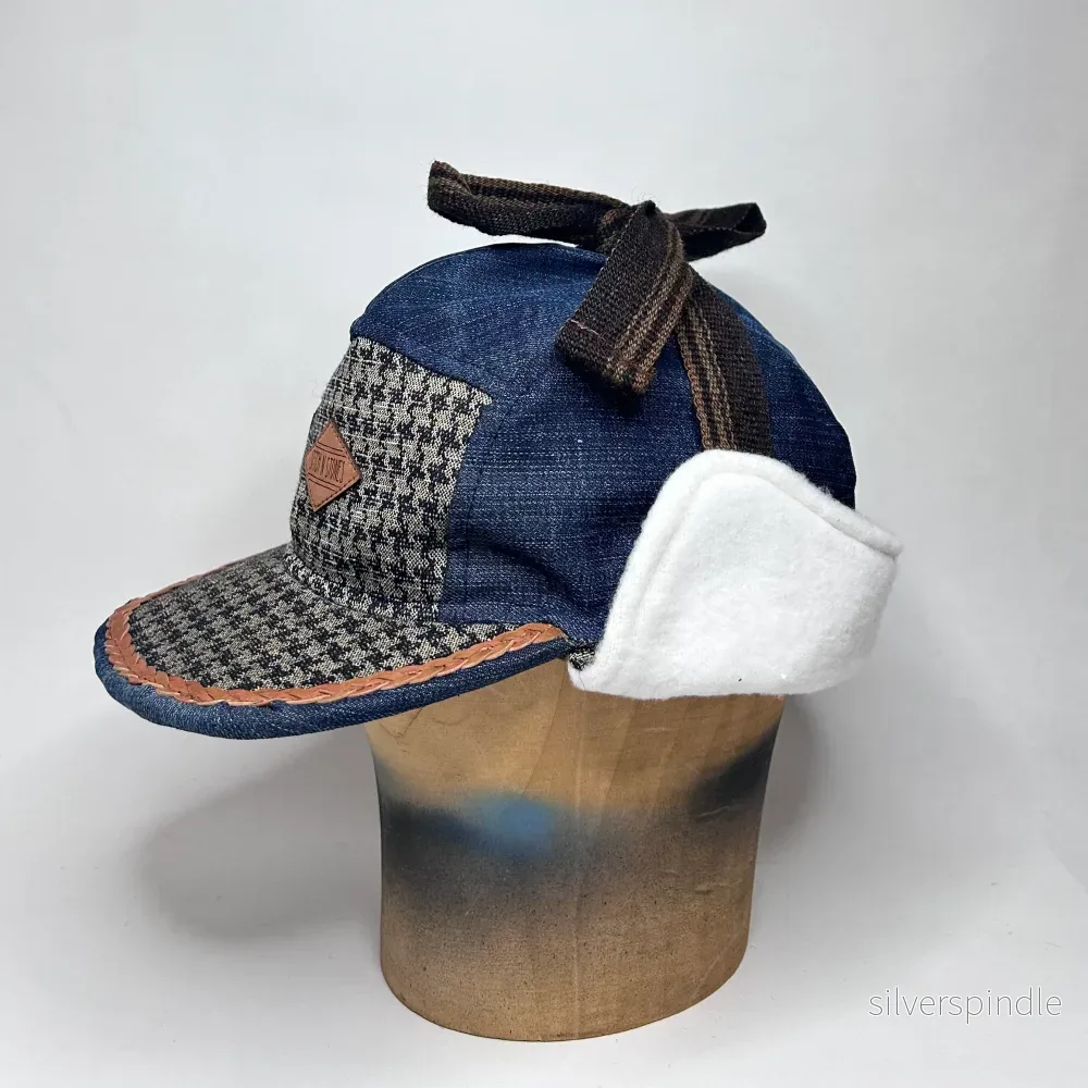 Vinterkeps 56-57cm - blå jeans, rutigt - Bild 3