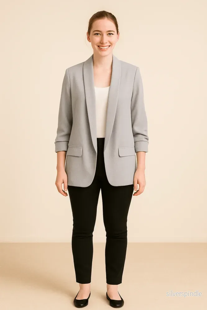 Lättviktsblazer för Kvinnor med Rullade Ärmar | Mångsidig Design för Vardagsbruk - Bild 2