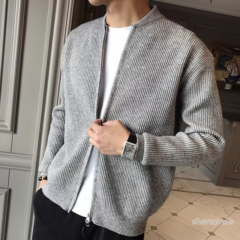 Ethan | Enfärgad Vinter Cardigan med Långärmar - Bild 2