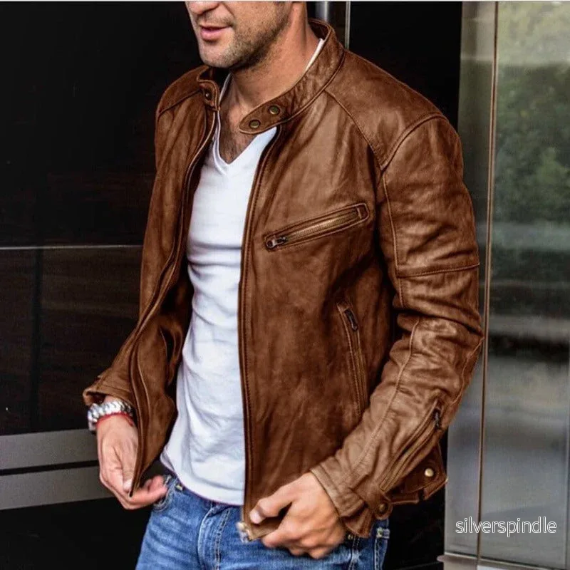 Stilren Bikerjacka för Män med Väderbeständig Finish | Slim Fit Design för Modern Elegans - Bild 3