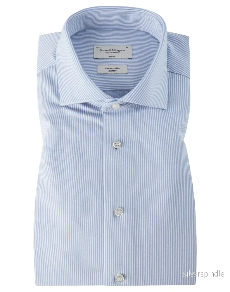 BS Katla Slim Fit Skjorta - Light Blue/White