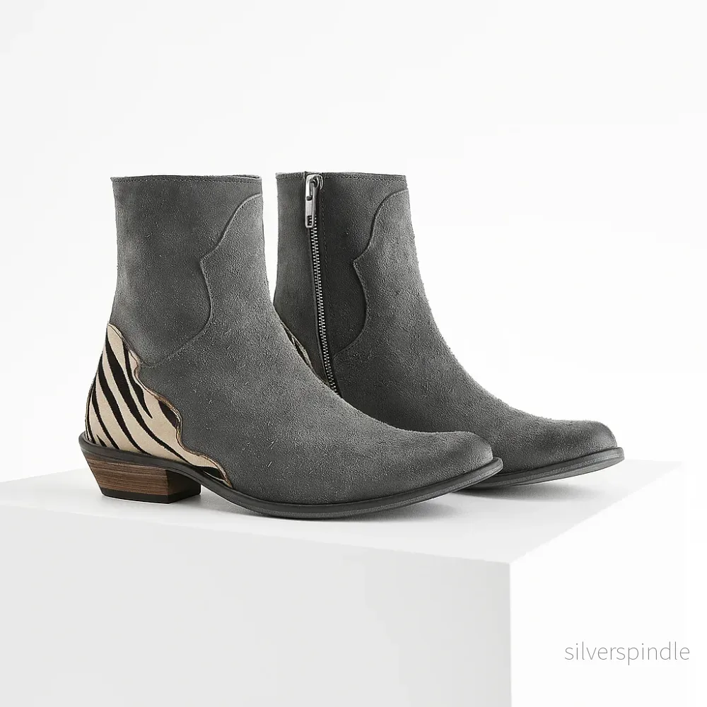 Sofia | Vadderade Ankelboots i Mocka med Låg Klack - Bild 3